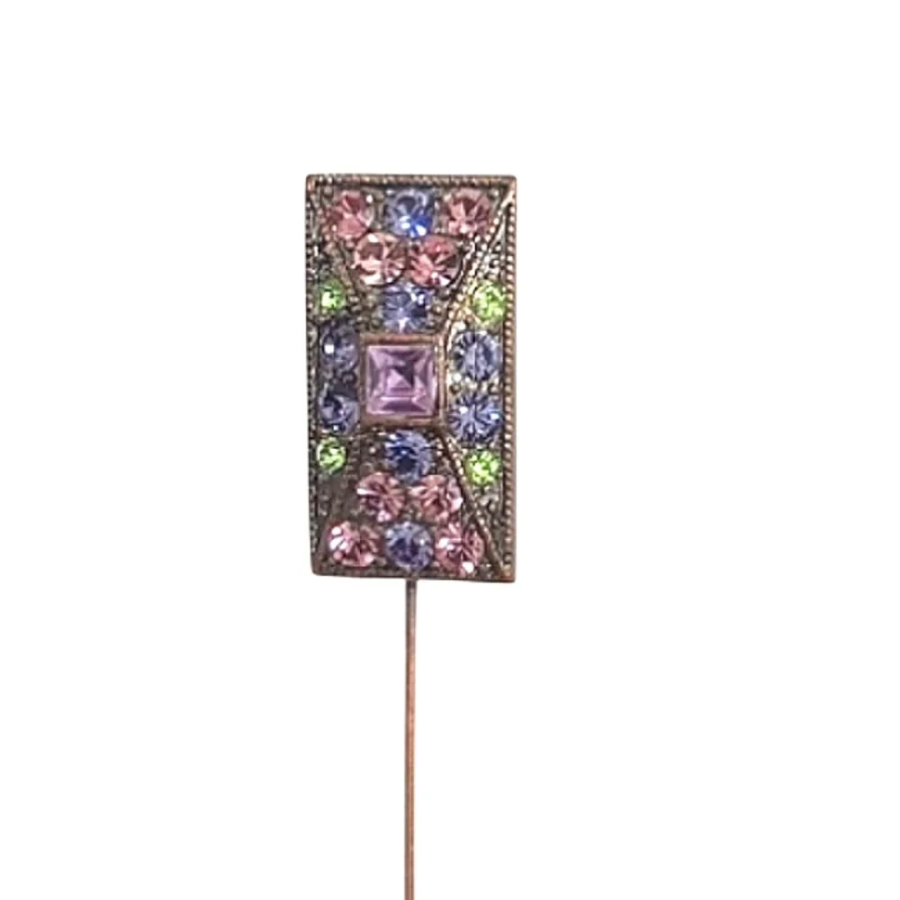 Rhinestone Stick Pin Vintage Multicolor Lapel Pin